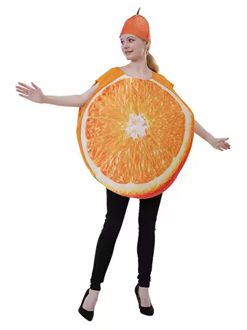 Halloween Adult Fruit Slice Costume Women Funny Fruits Vegetable Outfit with Hat