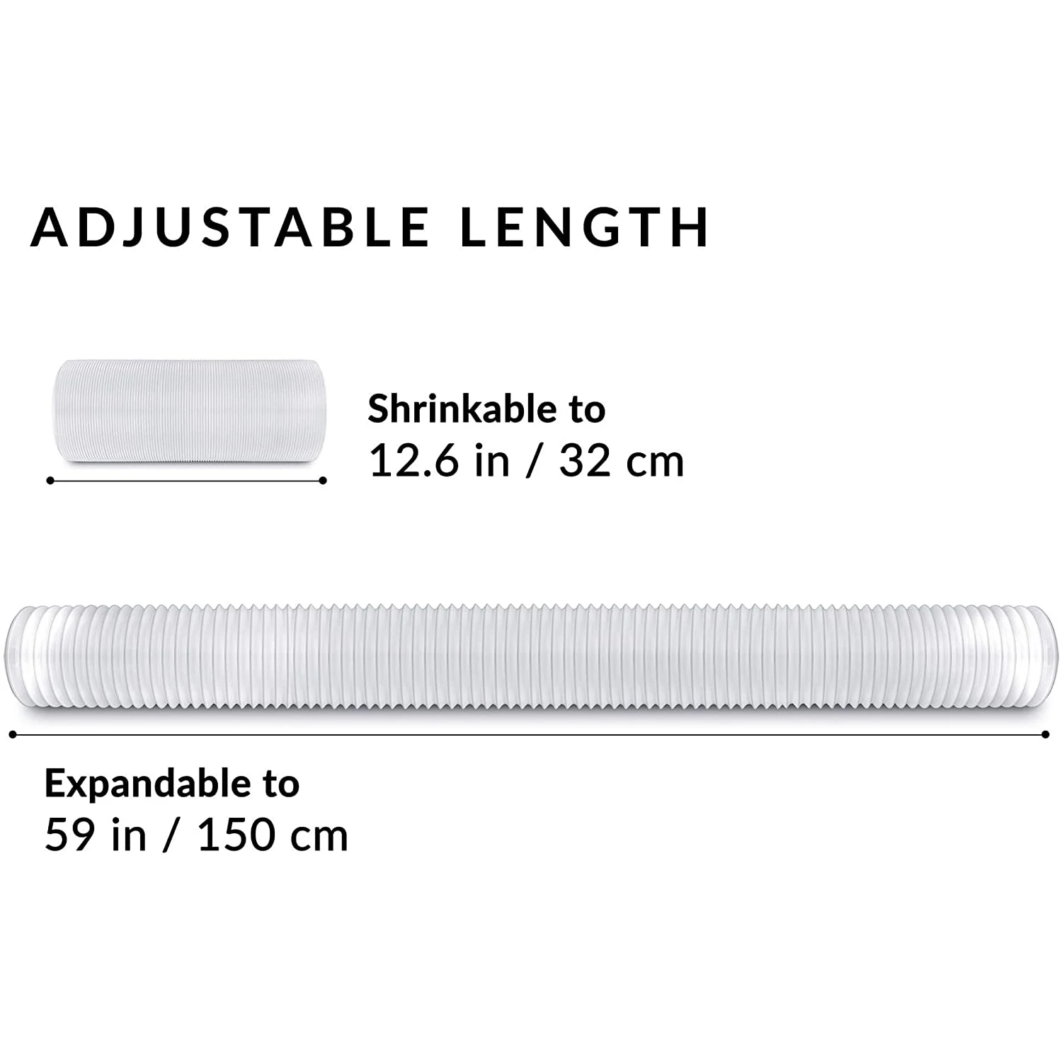 Draagbare airconditioner-uitlaatslang - 5 inch diameter - 59 inch lang - Universele flexibele buis tegen de klok in A002