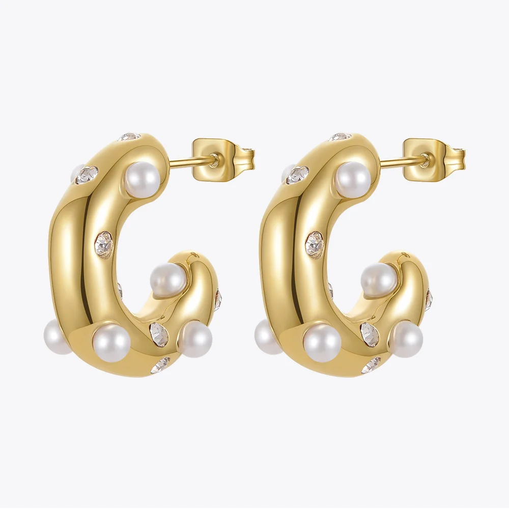 

ENFASHION Zirconia Stone Earrings For Women Stainless Steel Stud Earring Irregular 2022 Fashion Jewelry Party Brinco E221363