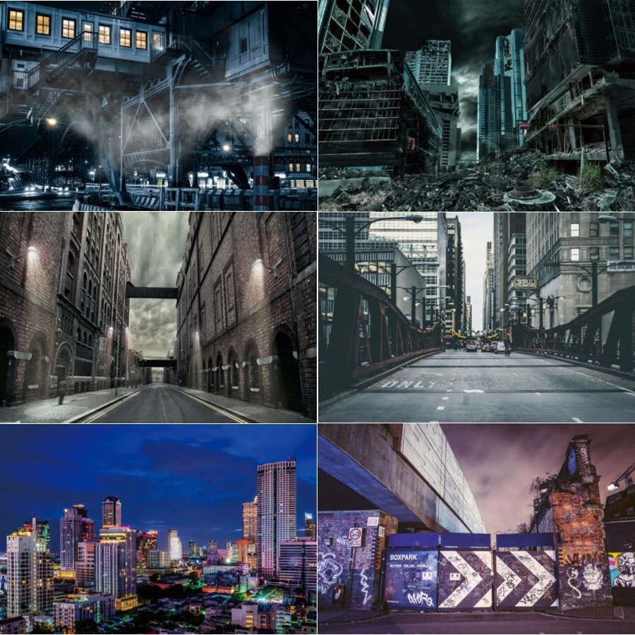 

Photography Backdrops For Ancient Deserted Buildings Dark City Grunge Style Background Banner Poster Photo Studio