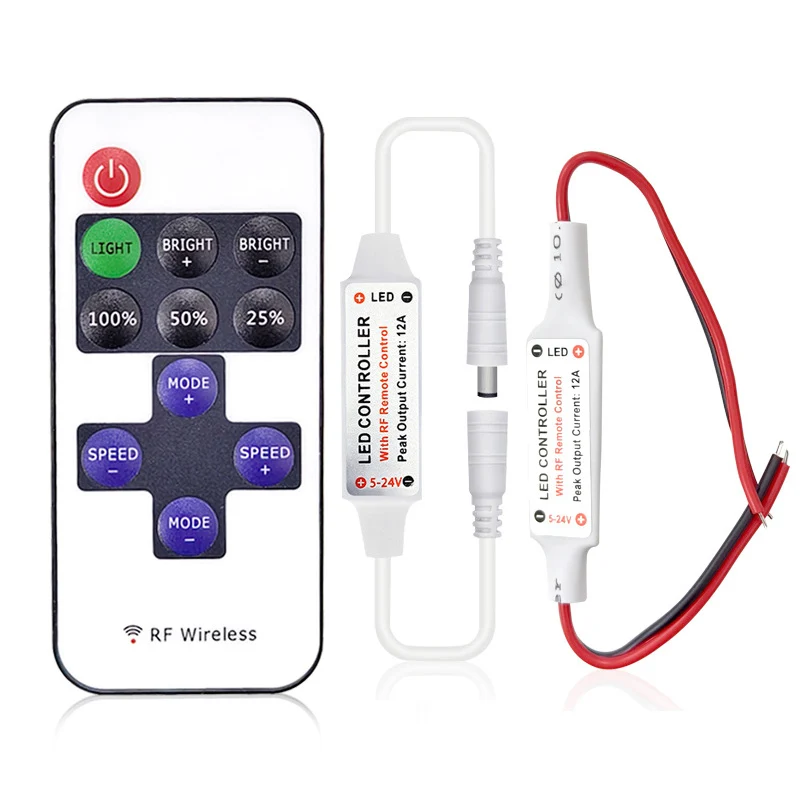 DC5V-24V Led Controller Led Dimmer Controller 12A 11Keys RF Remote Mini Dimmer For Single Color LED Strip Light SMD 2835 5050