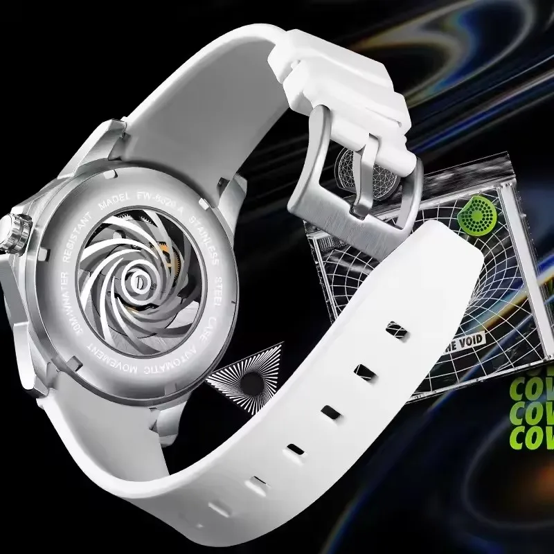 Mark Fairwhale 6620 Luxury Men's Automatic Mechanical Watch Waterproof Silicone Strap Night Light Sports and Leisure Men's Clock