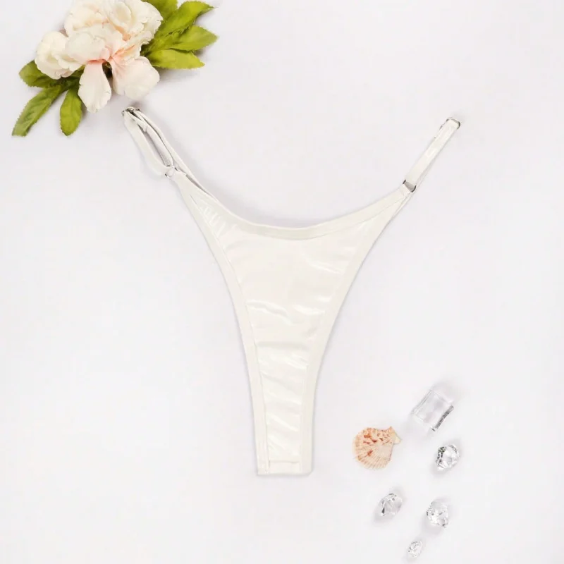 New Arrival Sexy Brazilian PU Thong Bikini Bottom For Women Micro Mini Thong Swim Brief Minimal Coverage Beach Pool Vacation