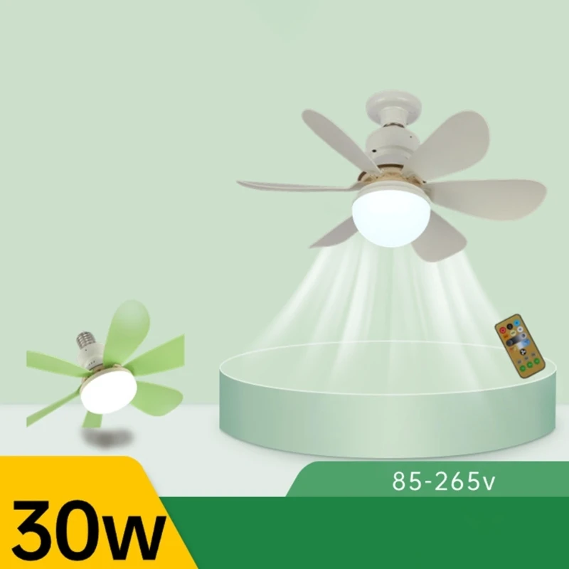 2-in-1 Modern Ceiling Fan with Light, 30W Cooler Lamp Detachable Fan Leaf with Remote Control 3000K-6500K AC85V-265V