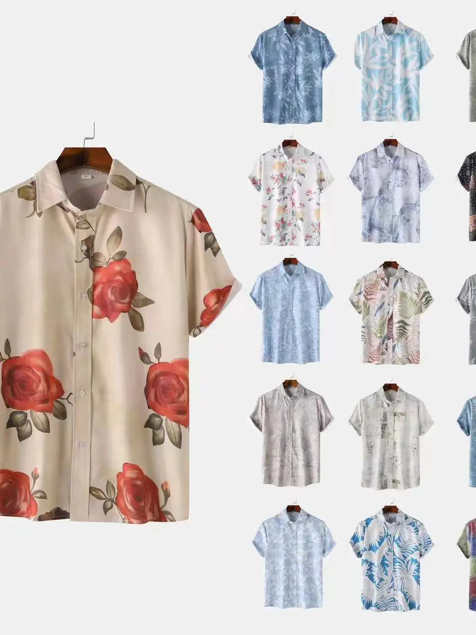 

Men's Floral ort Sve irt Summer Breathable Turn-down Collar Lightweight Casual Faion Polyester Fiber Regular Fit