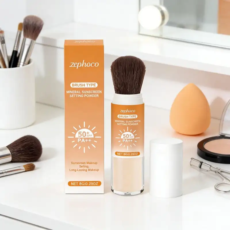Zephoco Setting Powder Sunscreen Spf 50 Anti Sun Protection Translucent Natural Matte Refreshing Loose Setting Powder Makeup 8g - Image 3
