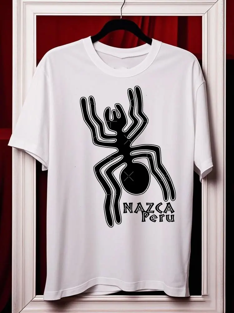 

Футболка Nazca Peru Lines Ancient Man Geoglyph Футболки с графическим принтом Футболка унисекс с принтом «Чужой» Винтажная футболка в культурном перуанском стиле, хлопковая рубашка