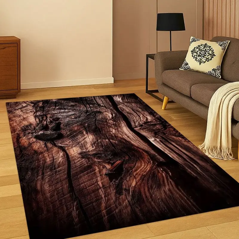 Retro Wood Grain Growth Ring Carpet Rug for Bedroom Living Room Sofa Playroom Doormat Home Decor, Game Area Rug Non-slip Gift