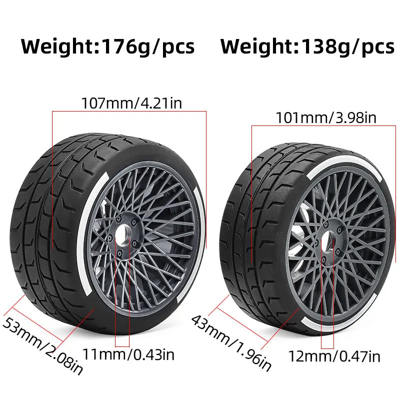 Zestaw kół i opon RC do Arrma 1/7 Felony 6S BLX Limitless F1/Infraction, kółka drogowe z mocowaniem 17mm Hex, zestaw do tuningu.