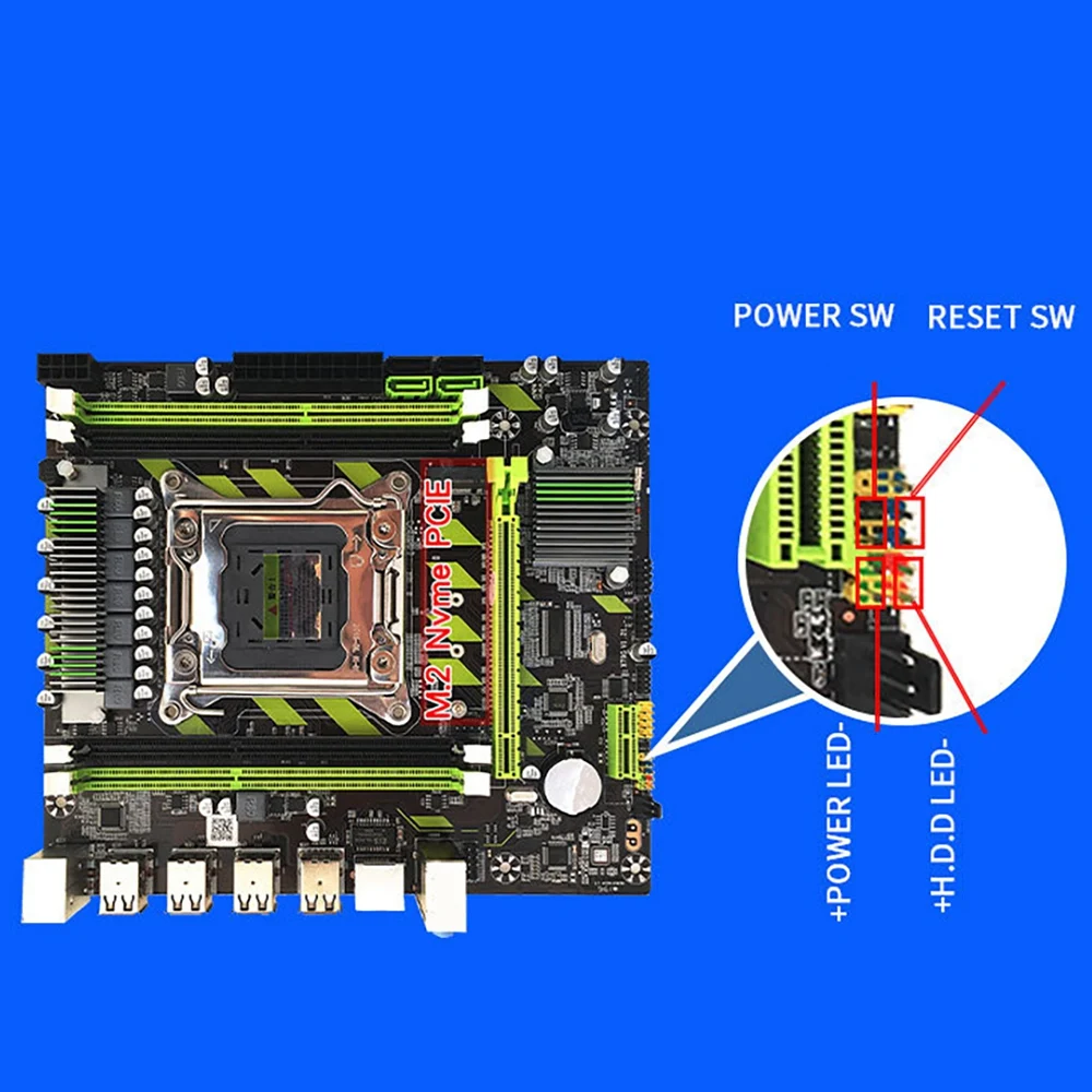 X79 X79G Motherboard with E5 2640 CPU+4X4GB DDR3 RAM+SATA Cable LGA2011 M.2 8 USB SATA3.0 for Intel Xeon E5 Core I7 CPU