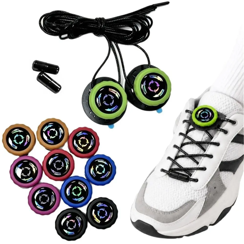 1 Pair Rotating Shoe Buckle Swivel Buckle Laces Thick/Thin Rope Round Lock No-Tie Shoelaces Elastic Shoe Laces