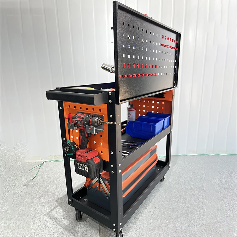 Tool Trolley Iron 3layer Rolling Trolley with Wheel and Drwaer Outdoor Garden Plant Shelves 트롤리 Tool Cart image 3