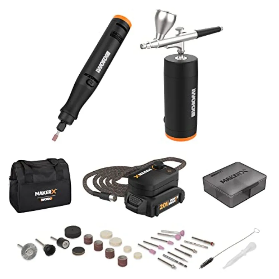 

MAKERX WX992L 20V 2pc Crafting Tool Combo Kit - Rotary Tool + Air Brush