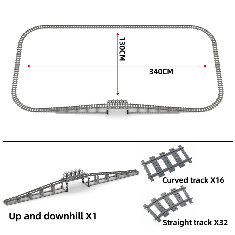 Compatibel Met Lego-Treinrailcombinatie Scène Moc Bouwstenen Diy Cross-Track Spoorbrug Stenen Speelgoed Treinwagon