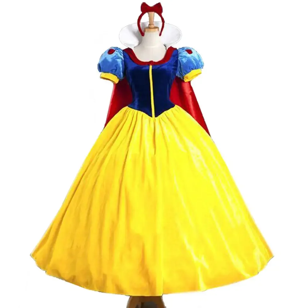 

Women Adult Halloween Cartoon Princess Snow White Costume For Sale White Snow Princess With bustle