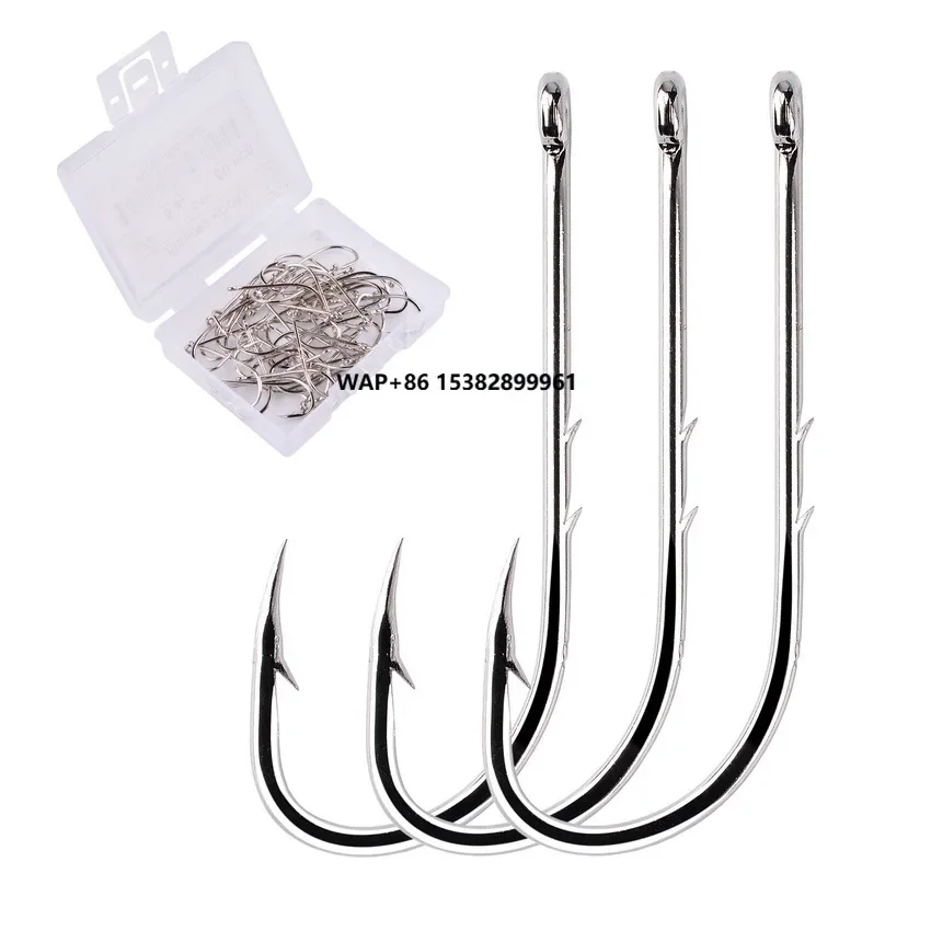 

Boxed 50pcs Overturned Hook FH103 Model Long Double Back Barbed Straight Live Bait Barbs High Carbon Steel