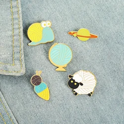 Ball of Yarn Animal Enamel Pins Sheep Snail Ice Cream Brooches for Women Fashion Lapel Pin Cartoon Badges Bag Jewelry Wholesale