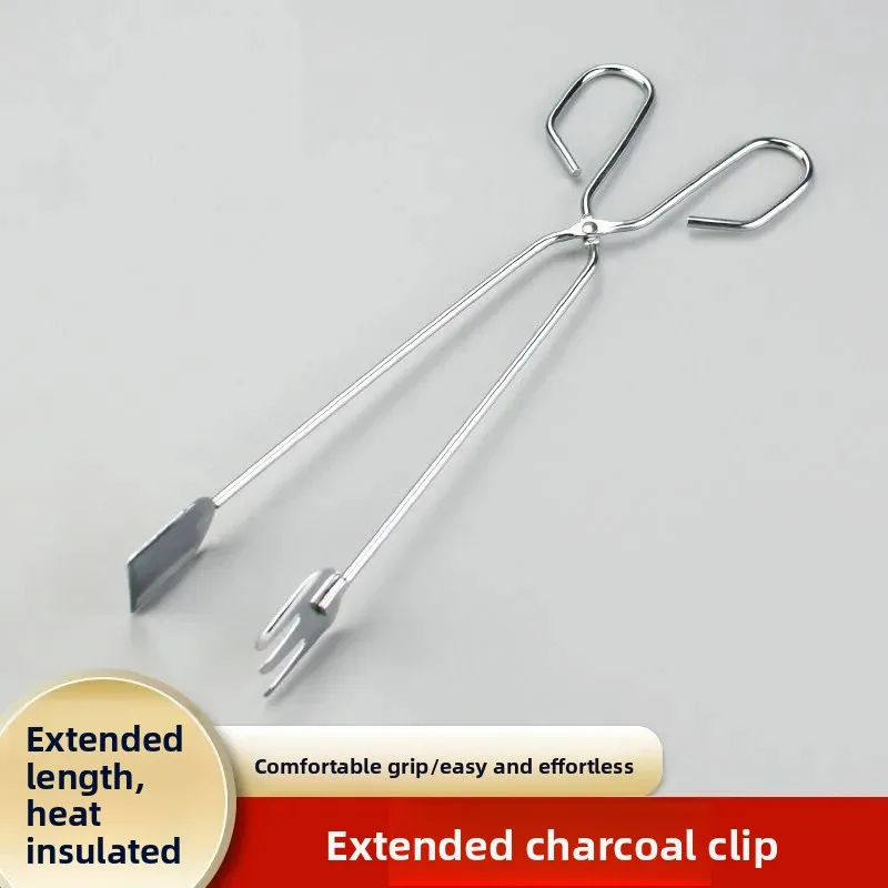 

2-in-1 Grill Tongs: Long Reach Food & Charcoal Lifter with Secure Grip for BBQs