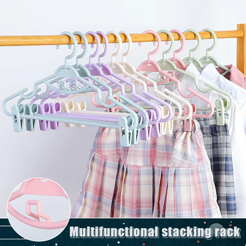 5/10PCS Multifunctional Clothes Hanger With Clip Set Of Hangers Space Saving Non-Slip Storage Women\'s Skirt Clothes Organizer