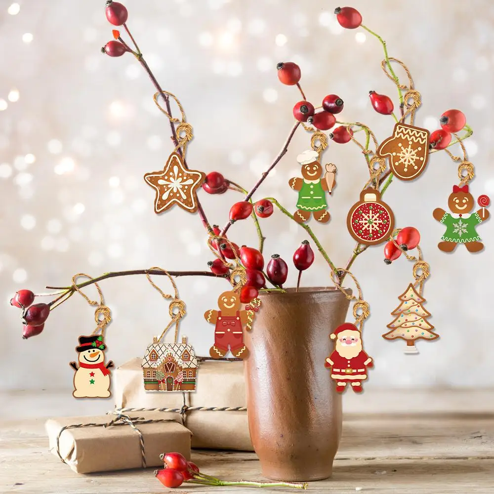 12 قطعة شجرة عيد الميلاد حفلة تزيين مُثبت الزنجبيل رجل ورقة هدية الملحقات #2
