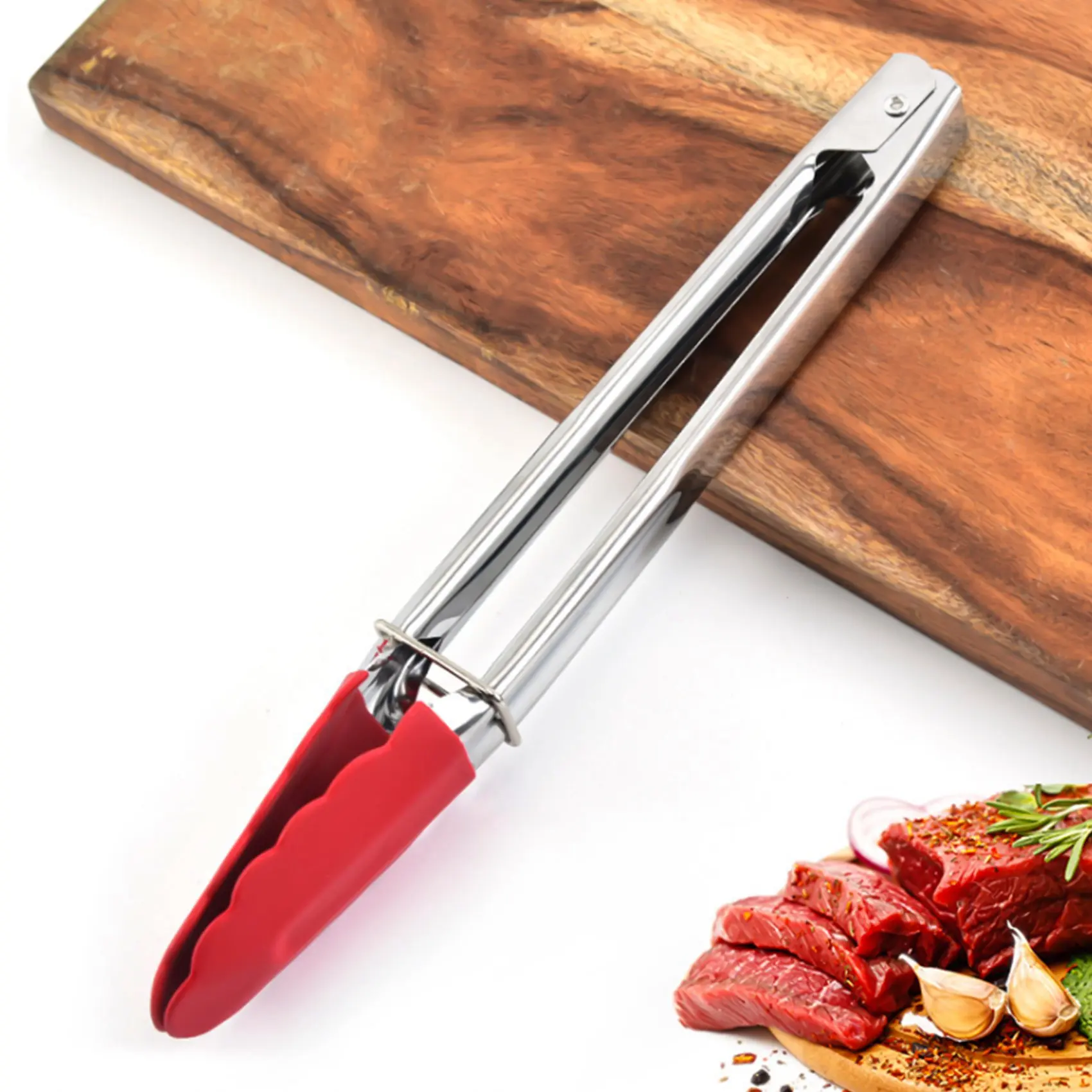 Exquisite-Small Tongs With Silicone Tips 7 Inch Kitchen Tongs – Set Of 3 - Perfect For Serving Food, Cooking, Salad, Grilling Re