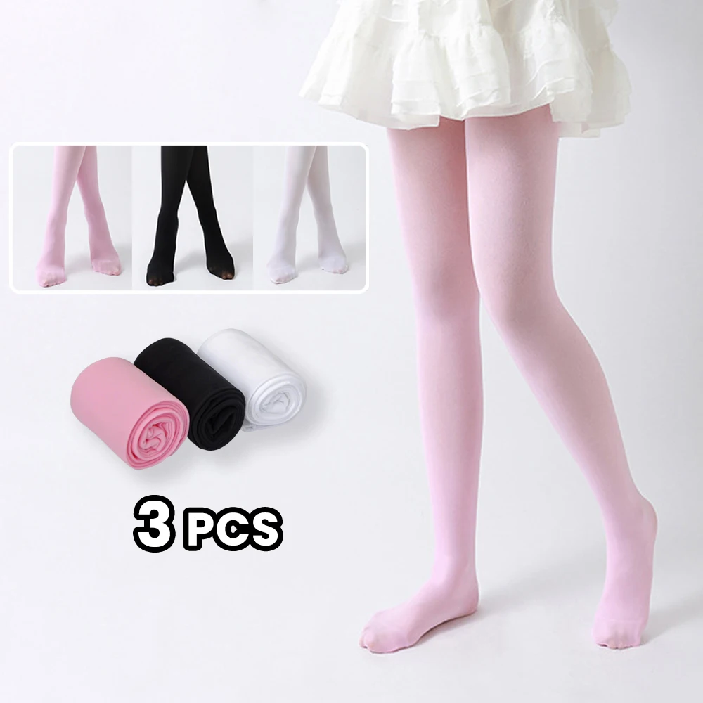 

3Pcs Girls High Elasticity Ballet Dance Tights Breathable Soft Kids Stockings For Girls 2-12 Years Old Kids Dancewear Accessory