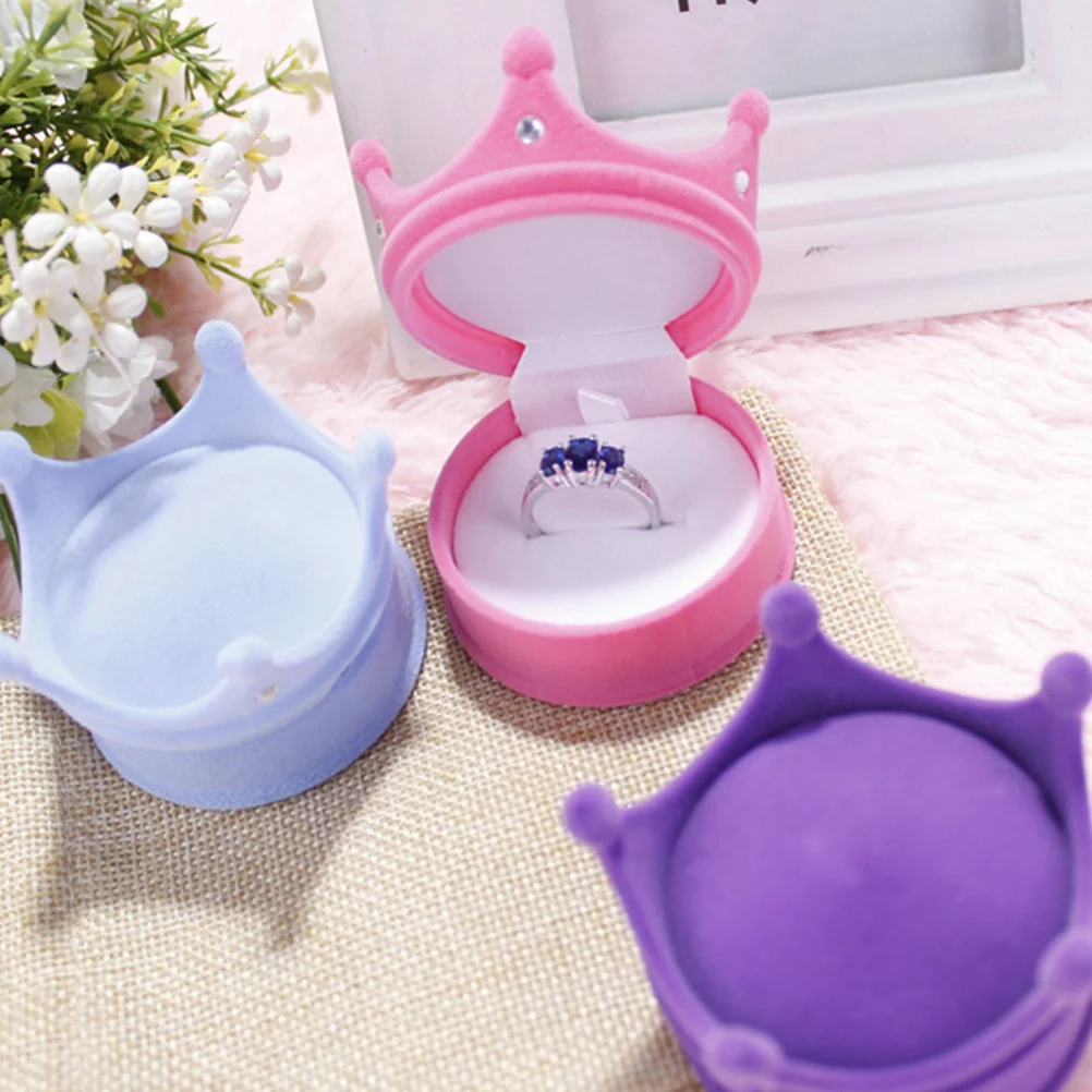 

4 Pcs Jewelry Box Crown Storage Ear Ring Holder Earring Stud Organizer for Women Shaped Case Boxes