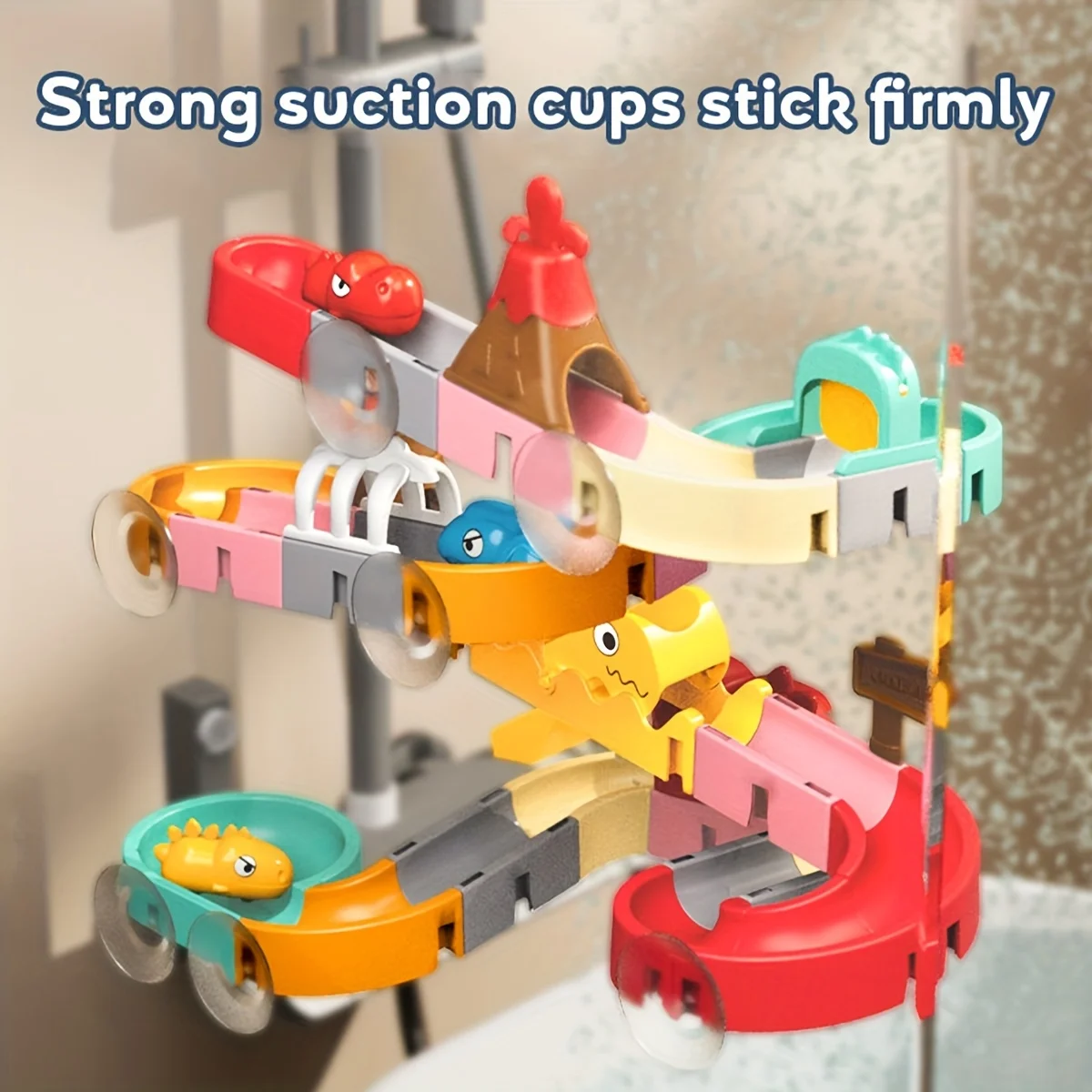 DIY Building Water Slide Tracks BaBy Bath Toys Wall Track Building Set Spray Water Toys for Kids, Outside Pool Bathtub Toys