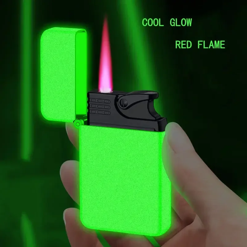 Red Jet Flame Lighter Luminous Inflatable Butane Gas Windproof Lighters Strong Powerful Cigar Torch Lighters for Smoker Gift