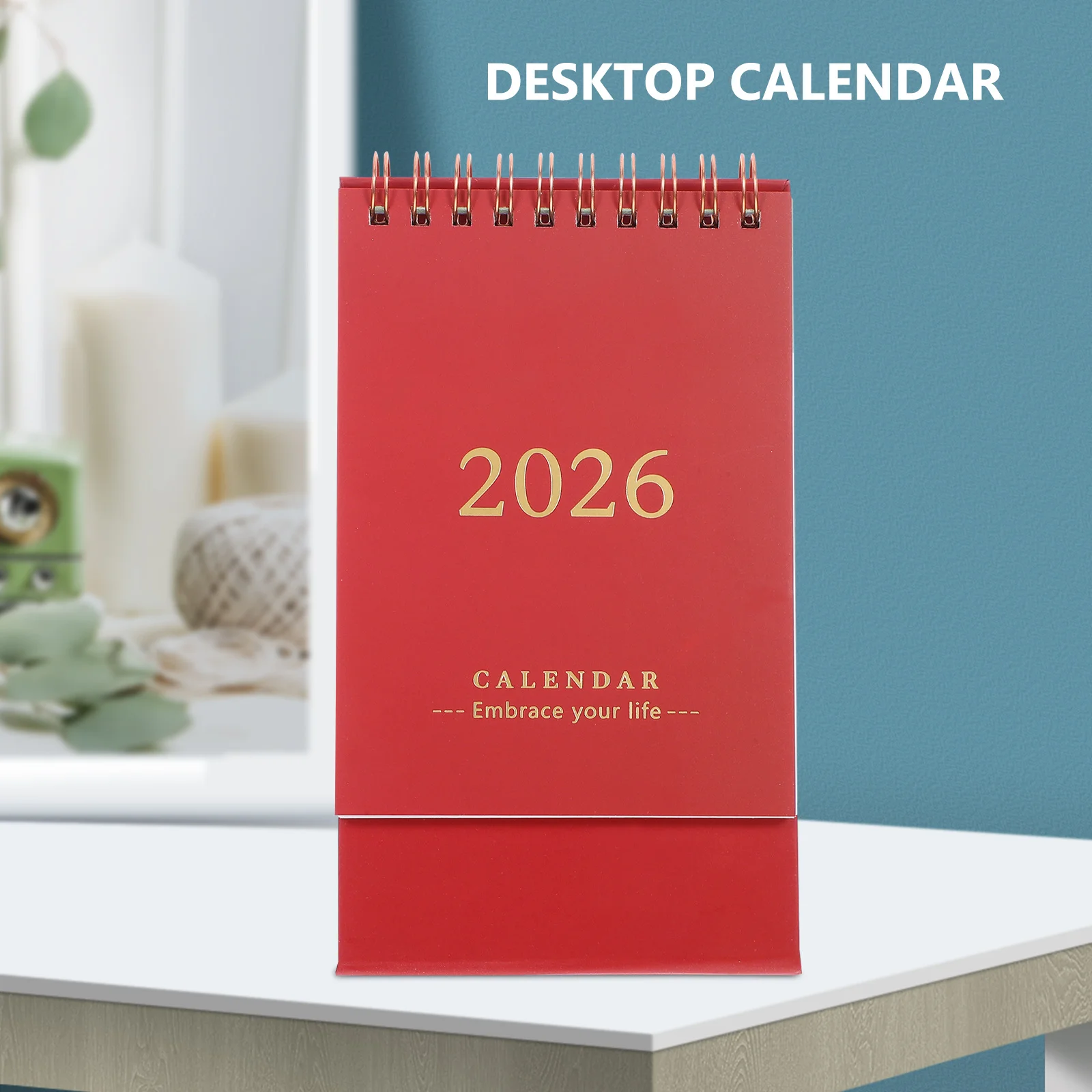 Calendario da tavolo 2026 Minimalista Stand Up Planner Rosso scuro per la pianificazione dell'ufficio domestico Pianificazione Design salvaspazio indipendente