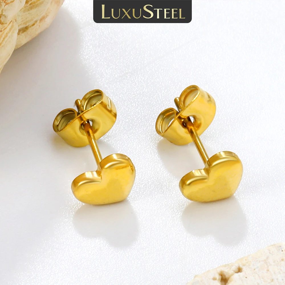 LUXUSTEEL Miniature Earrings Heart-Shaped Earring Set Women Stud Earrings Stainless Steel Female Earring Jewelry Wedding Gift