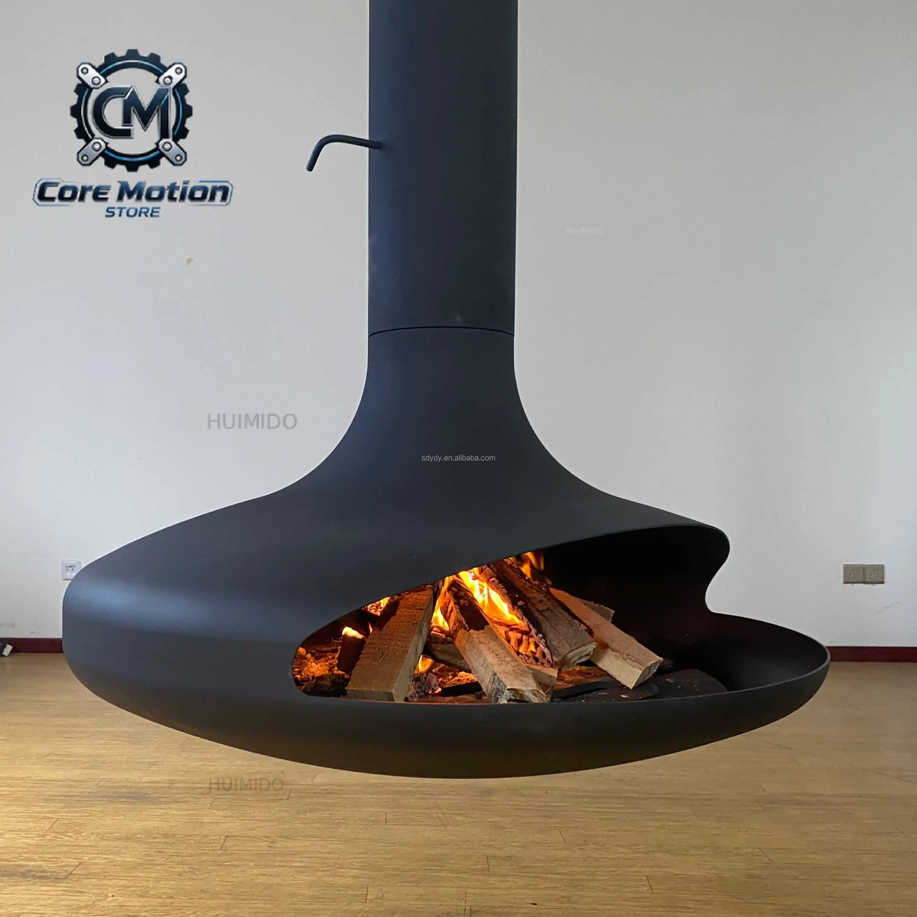 High-quality modern design ironwood combustion stove, multi-fuel hanging fireplace, villa freestanding wood pellets