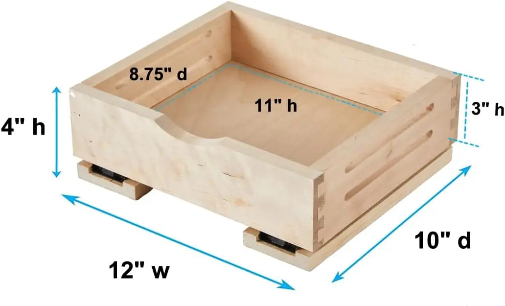 

Cabinetrta Wood Pull Out Spice Rack Organizer For Cabinet – 12""(W) X 10""(D) X 4""(H) For Upper Kitchen Cabinets And Pantry