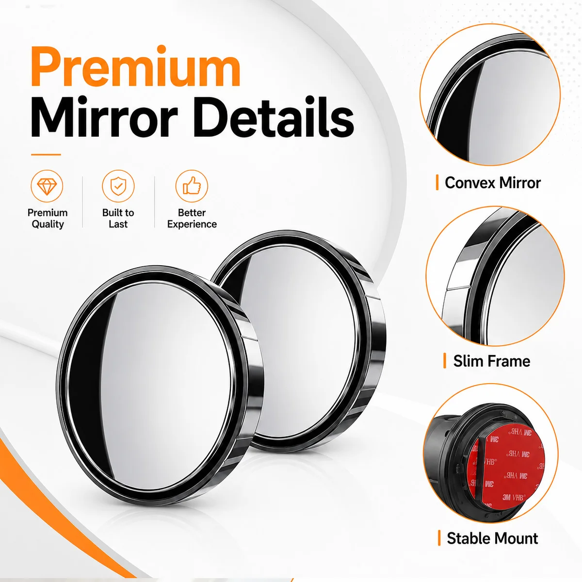 YONGRUN 2Pack Car Blind Spot Mirrors 360 Adjustable Round Convex HD Glass Side Rearview Mirror Wide Angle For SUV Trucks Parking