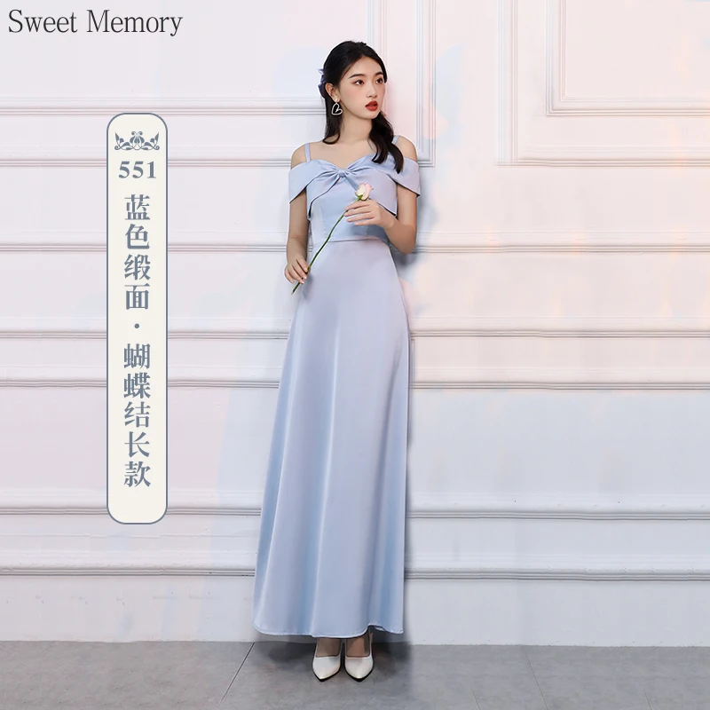 Reject Return M79 Fashion Satin Blue Pink Bridesmaid Dresses Long Birthday Party Prom Gown Women Girl Lady Wedding Party Dress