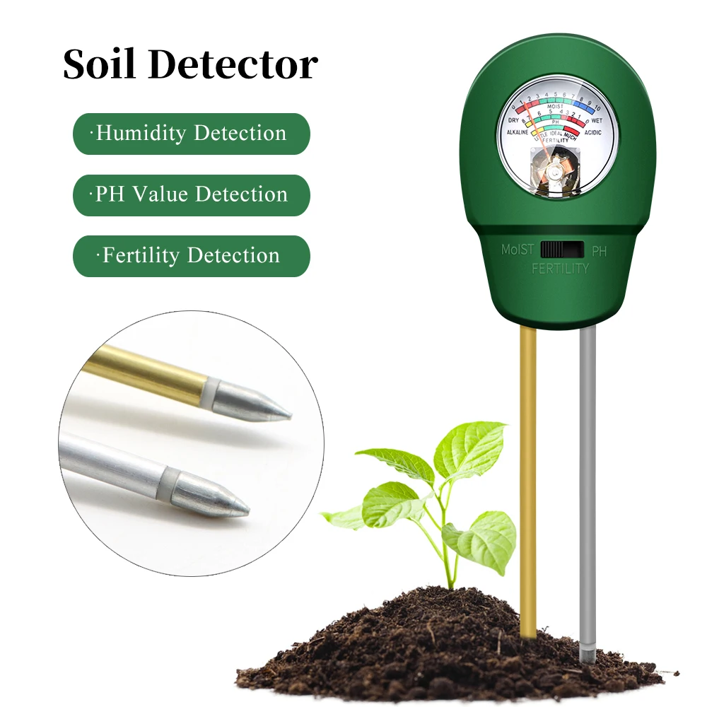 Soil PH Meter Acidity Analyzer Sunlight Monitor Fertility Value 3 in 1 Gardening Plant Cropper Nurturing Flowers Farming Tool