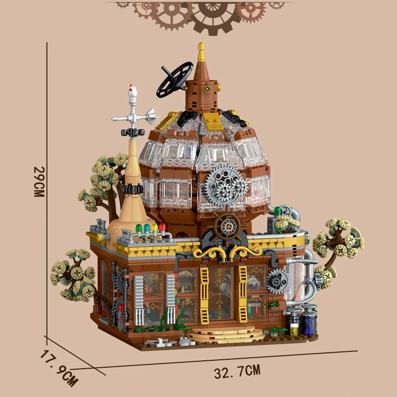 XMork 020202 Steampunk Magic Shop Model Modular Street View Series Adultes DIY Toys Building Blocks Boys' Holiday Gifts 1842Pcs