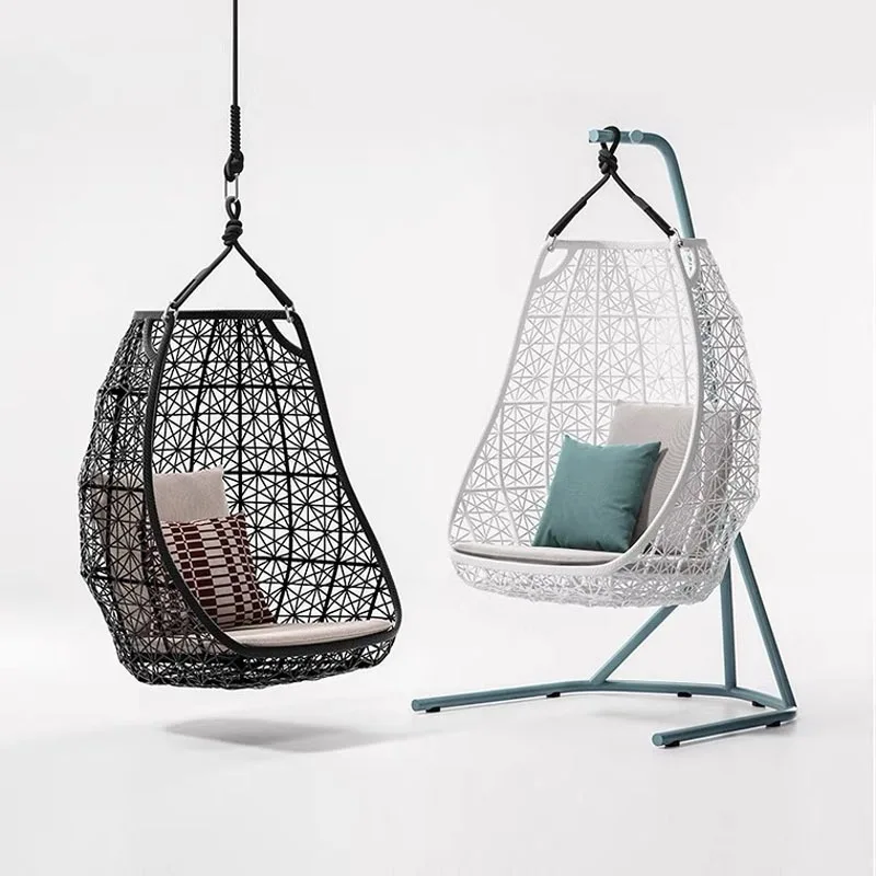 High Quality Customized modern hanging swing chair bamboo patio rattan wicker egg swing clear chair