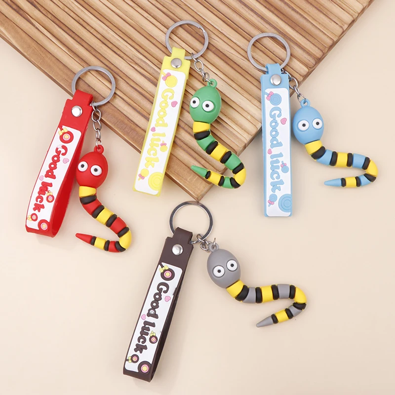 Creative Cartoon Snake Pendant Keychain For Women Men Cute Zodiac Snake Year Lucky Charms Backpack Car Ornament Key Ring