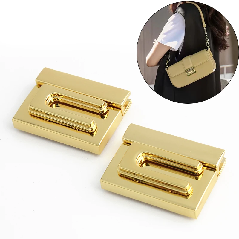 K Gold Rectangular Metal Magnetic Clasp Locks For Bags Handbag Purse Luggage Push Lock Closure Buckles DIY Hardware Accessories