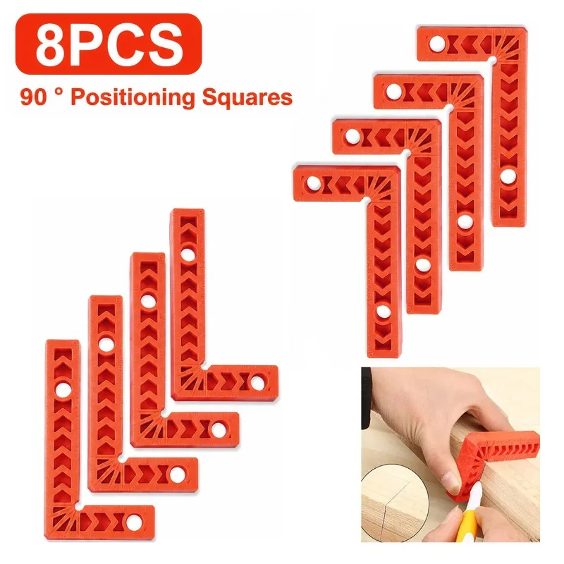 8Pcs 90 Degree Positioning Squares 3 Inch Right Angle Clamps Reusable Plastic L Fixing Clamp Corner Clamping Woodworking Tools