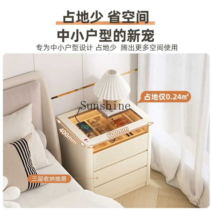 Cream wind three drawers large size integrated small apartment household bedroom bedside cabinet