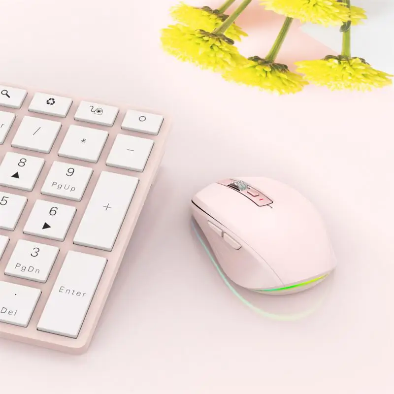 Mouse recarregável sem fio para gamers, modo duplo, mudo, portátil, rgb, ajustável