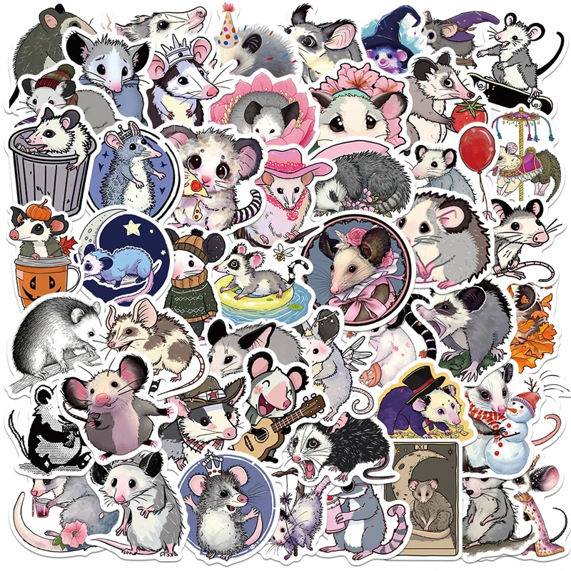 50PCS Cartoon Cute Possum Stickers DIY Diary Laptop Luggage Skateboard Graffiti Waterproof Sticker Children Boys Girls Toys Gift