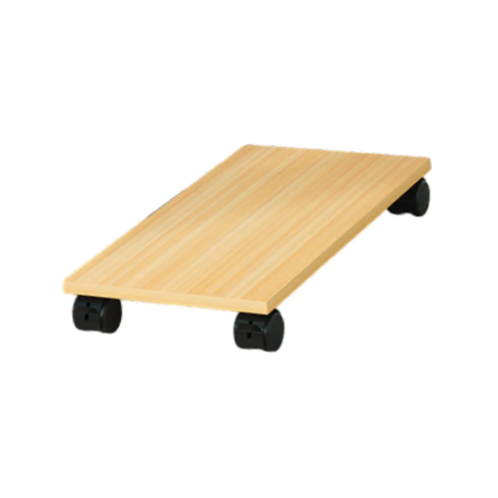 Adjustable Wooden CPU Holder Stand Computer Tower Rolling Base Desktop Riser for Study Room Organization