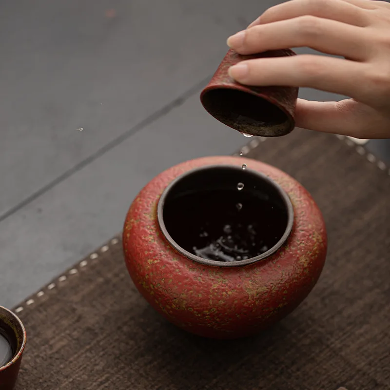 Ancient Rock Clay Ceramics Tea Pot And Cup Set for Tea Ceremony Porcelain Tea Strainer Basin Traditional Chinese Tea Brewing ...