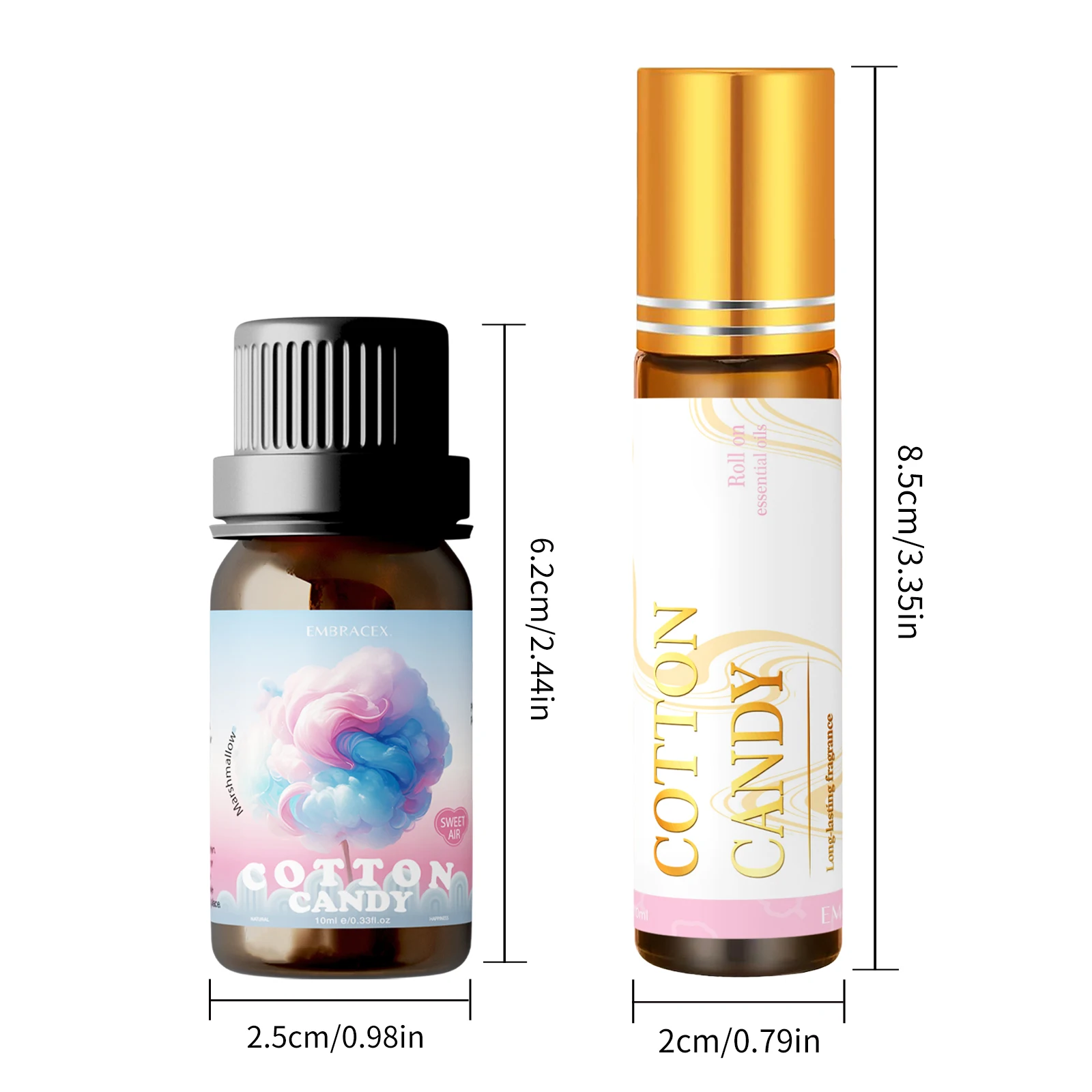 2PC/1PC Cotton Candy Roller Fragrance Oils Marshmallow Aroma Oil Long-Lasting Fragrance For Diffuser