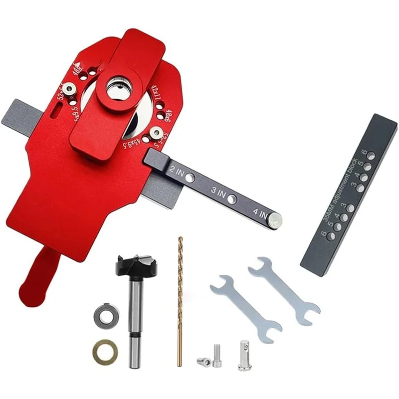 【KITS】Aluminum Alloy Cabinet Installation 35Mm Woodworking Hinge Locator Kit Hole Punch Drill Bit DIY Projects