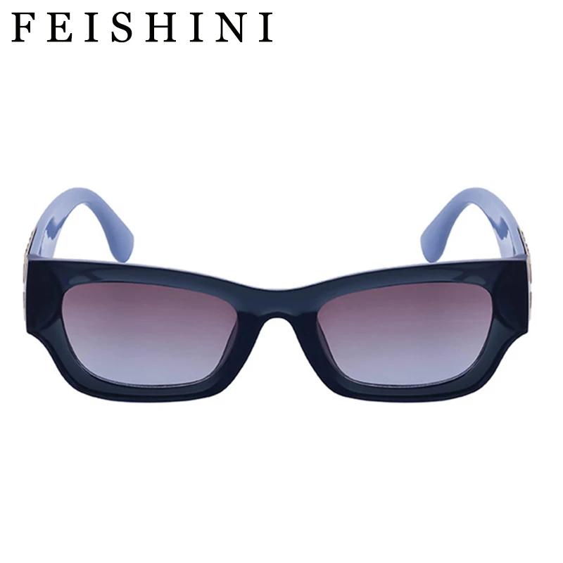 Feishini Star Quality Original Sunglasses Women Cat eye UV400 Luxury Brand Fashion Vintage Trendy Narrow Eyewear UV Protection