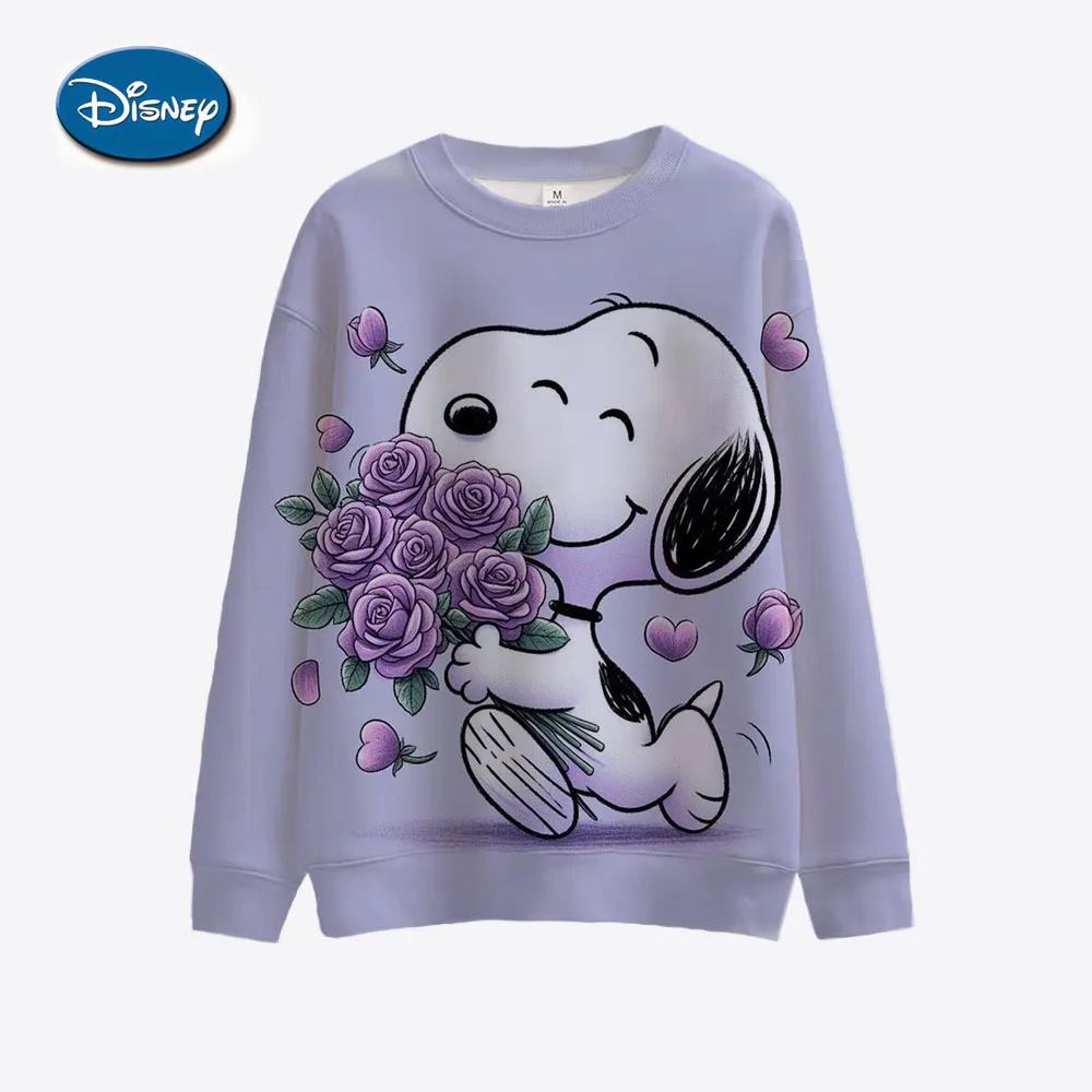 Snoopy Cartoon Anime Women's Hoodie Spring and Autumn Edition Women's Round Neck Hoodie 2024 New Fashion Couple Sportswear Top